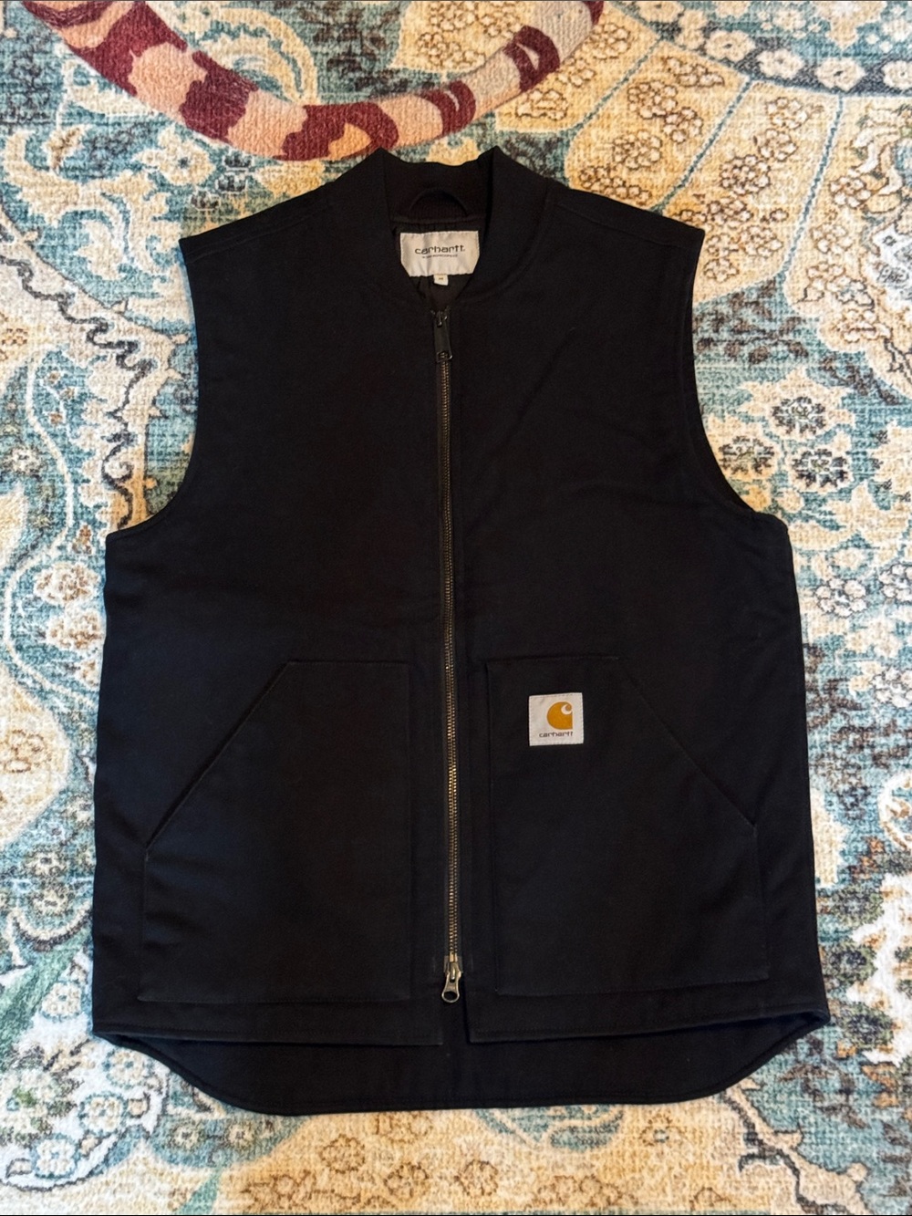 Carhartt Work In Progress Black Vest Jacket - Zip Front